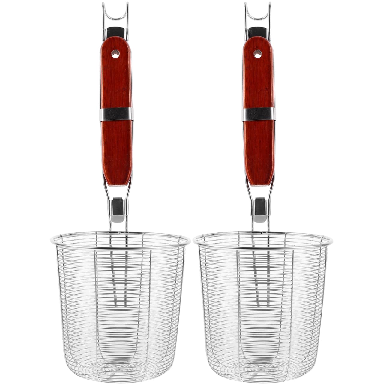 Luxshiny Scolapasta in Acciaio Inox 13.58 Pollici Con Manico Ergonomico in Legno Utensile Da Cucina Per Scolare Pasta Fori Ampi Per Scolaggio Rapido Casa E Cucina