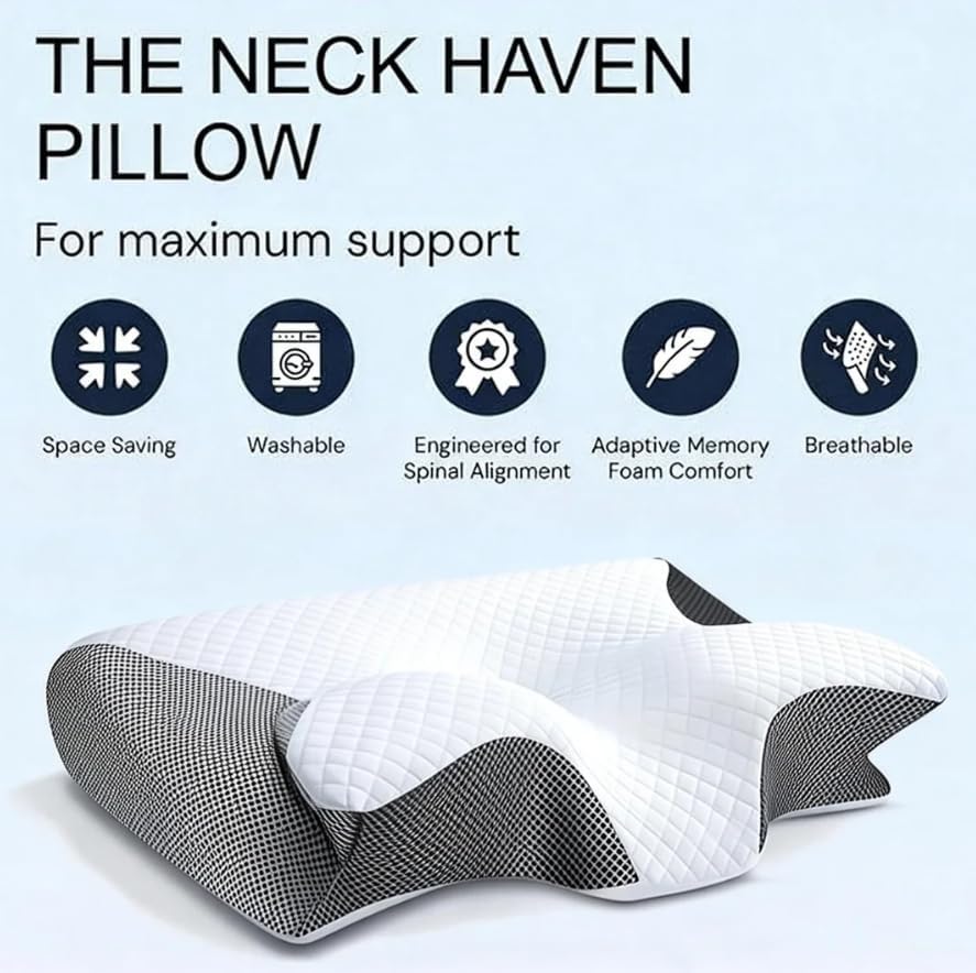 ORNEXIS Cervical Neck Pillow for Pain Relief,Ergonomic Contour Bed Pillow for Neck Support,Memory Foam Pillows for Side Sleep Stomach Sleeping and Back Sleeper(Grey 14.6 * 24.4 * 4.7in)
