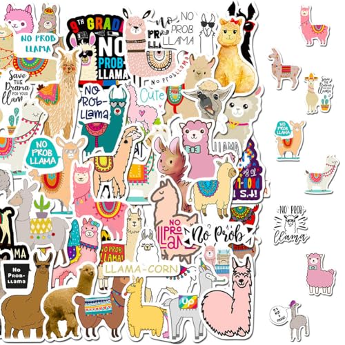 100 Piezas Pegatinas de Alpaca, Pegatinas Animales Niños, Cute Alpaca Stickers, Impermeable Vinilo Aesthetic Stickers para Albumes de Recortes, Monopatín, Botellas de Agua, Niños, Adultos