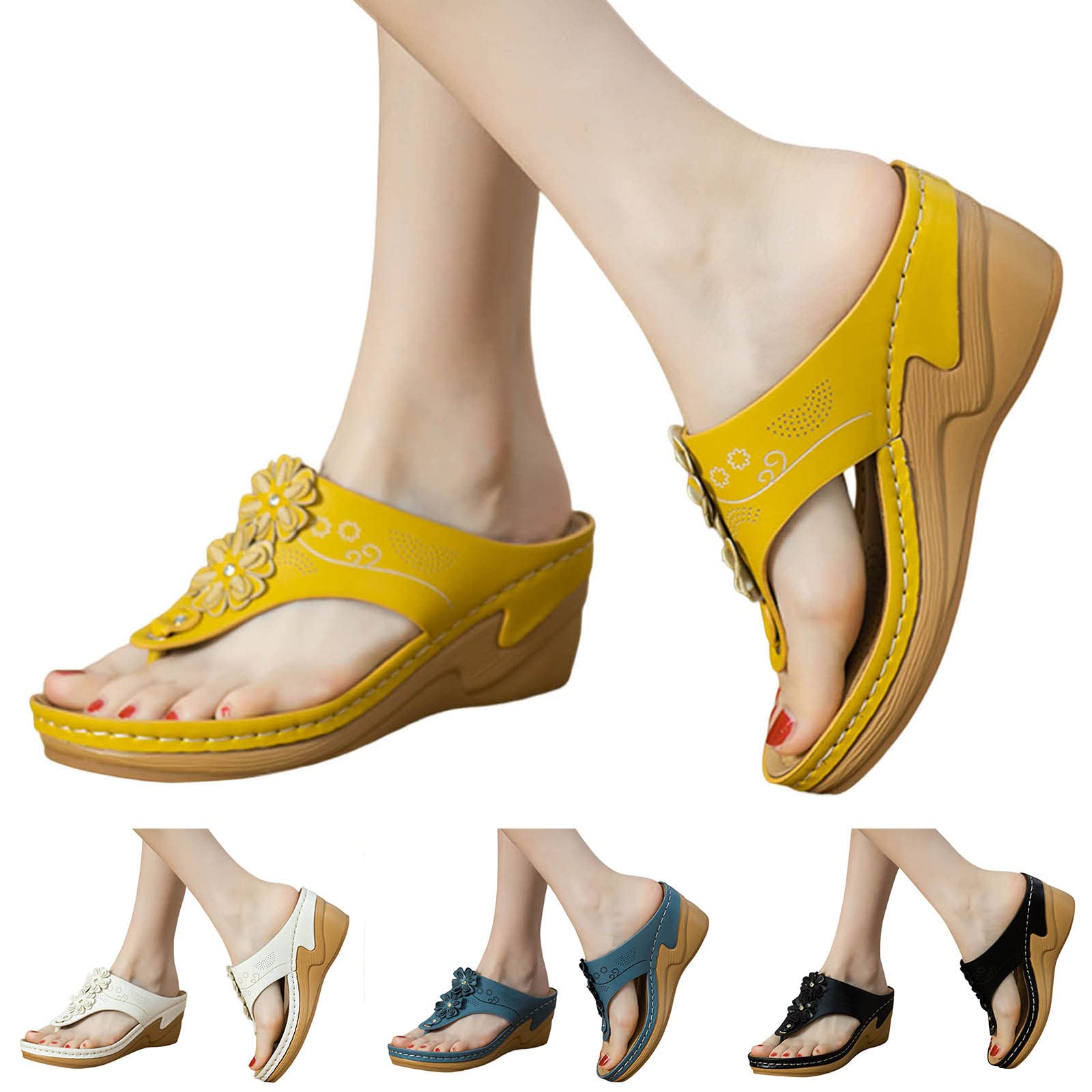Generico Sandales Et Mules Pour Femmes Confortables LéGèRes AntidéRapantes Semelle Souple Respirantes Chaussures Femme éTé Mode Mules Support Coupe Large Ville Vacances