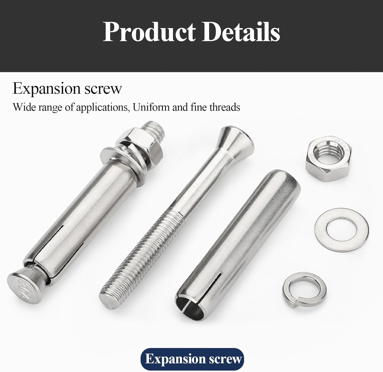10 Paquetes De Pernos De Tornillo De Expansión De Acero Inoxidable, Perno De Anclaje De Manguito De Expansión De Tuerca Hexagonal M6, Anclajes De Fijación De Alta Resistencia, One Color, M6x120mm