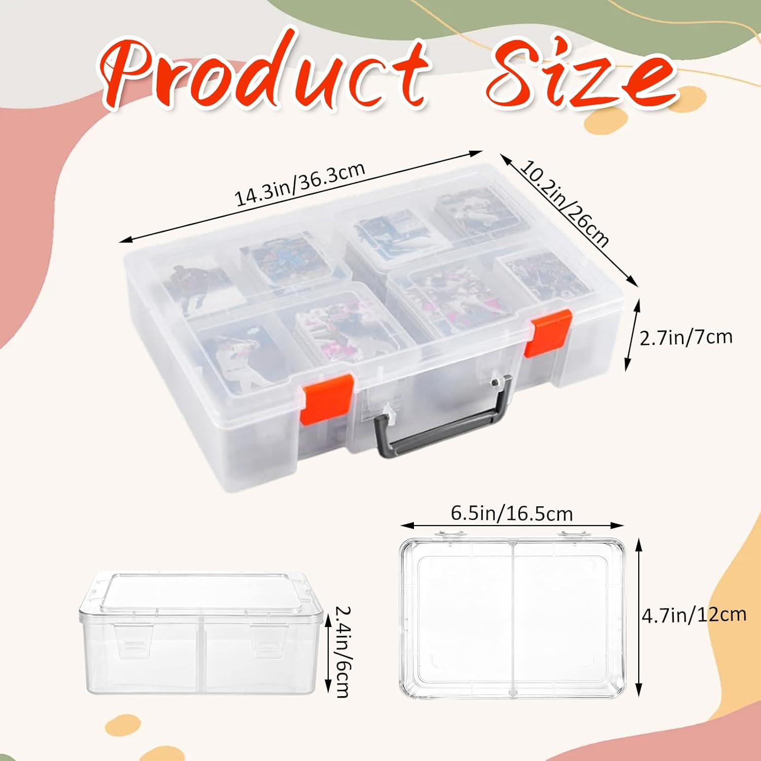 Acrux7 1600+ Plastic Baseball Card Storage Box, Trading Card Storage Boxes with Handle and Compartment, Clear Playing Cards Holder Sports Cards Cases for MTG/for PM Baseball Football Collector