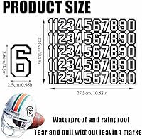 Vista 3 de 110 calcomanías autoadhesivas para casco de fútbol, números deportivos, impermeables, accesorios para béisbol, bateo, 1.5 pulgadas