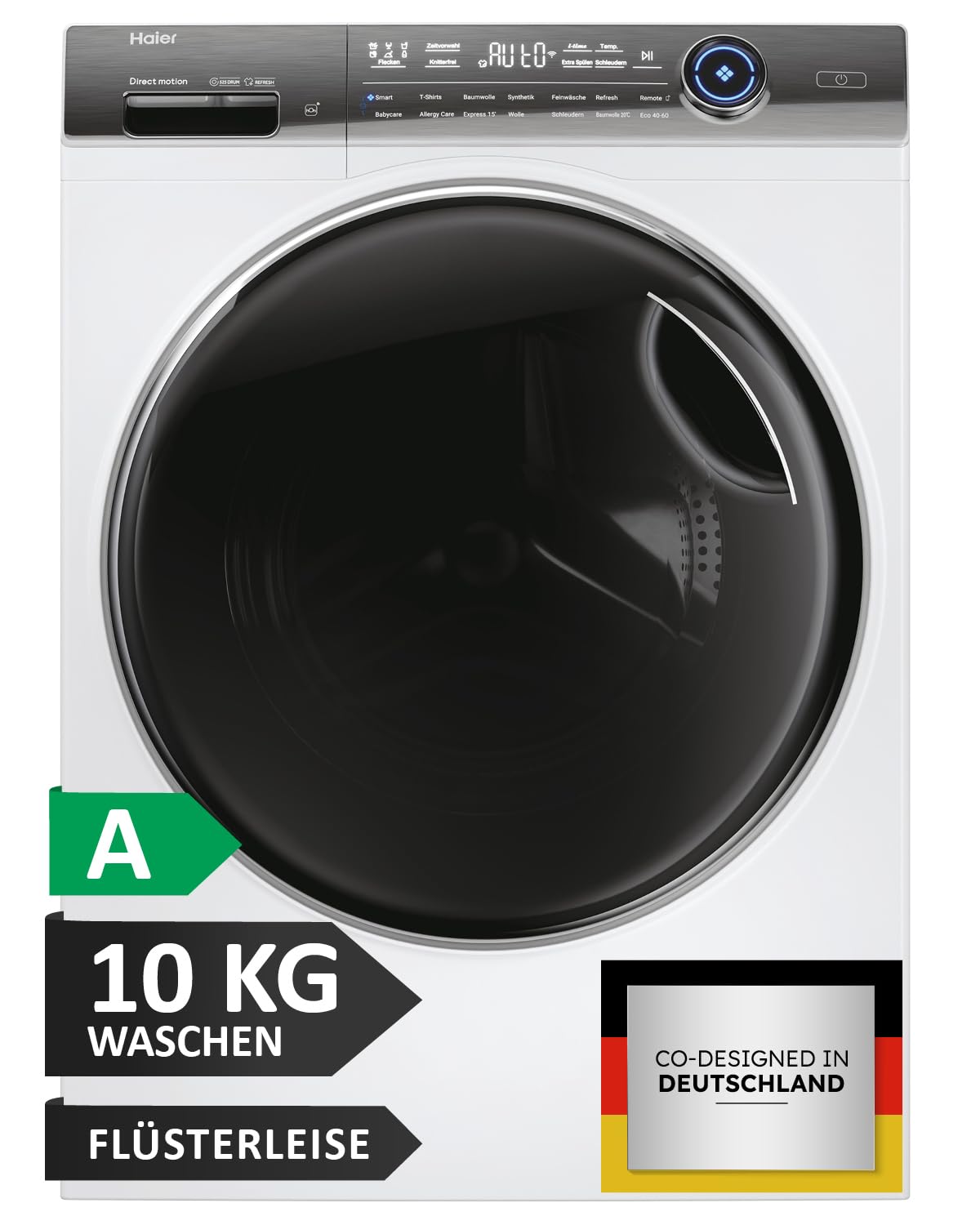 Haier Smarte Frontlader Waschmaschine 10kg I I-PRO SERIE 7 PLUS HW100-BD14979U1 I Washing Machine mit A-Effizienz, 1.400 U/Min. & leisem Direktantrieb I App, Selbstreinigungssystem & Vollwasserschutz
