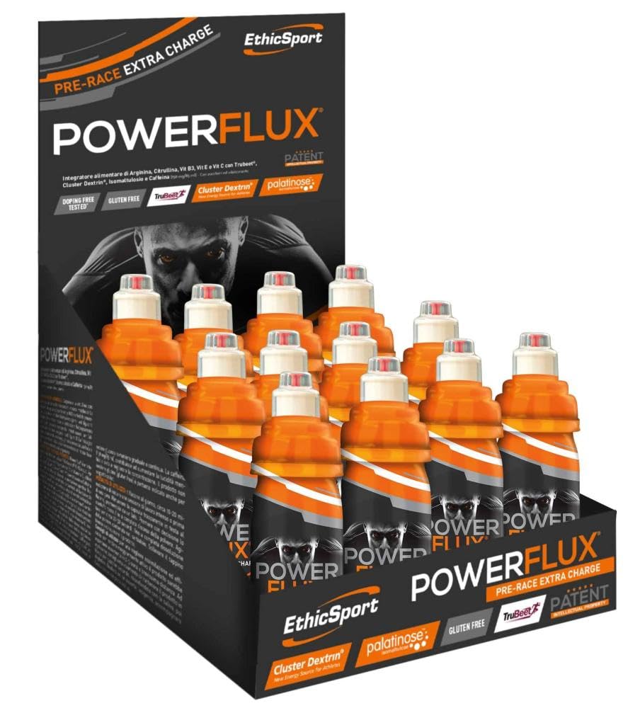 Ethicsport POWERFLUX Confezione da 12 flaconi x 85 ml Arginina, Citrullina, Cluster Dextrin e Isomaltulosio