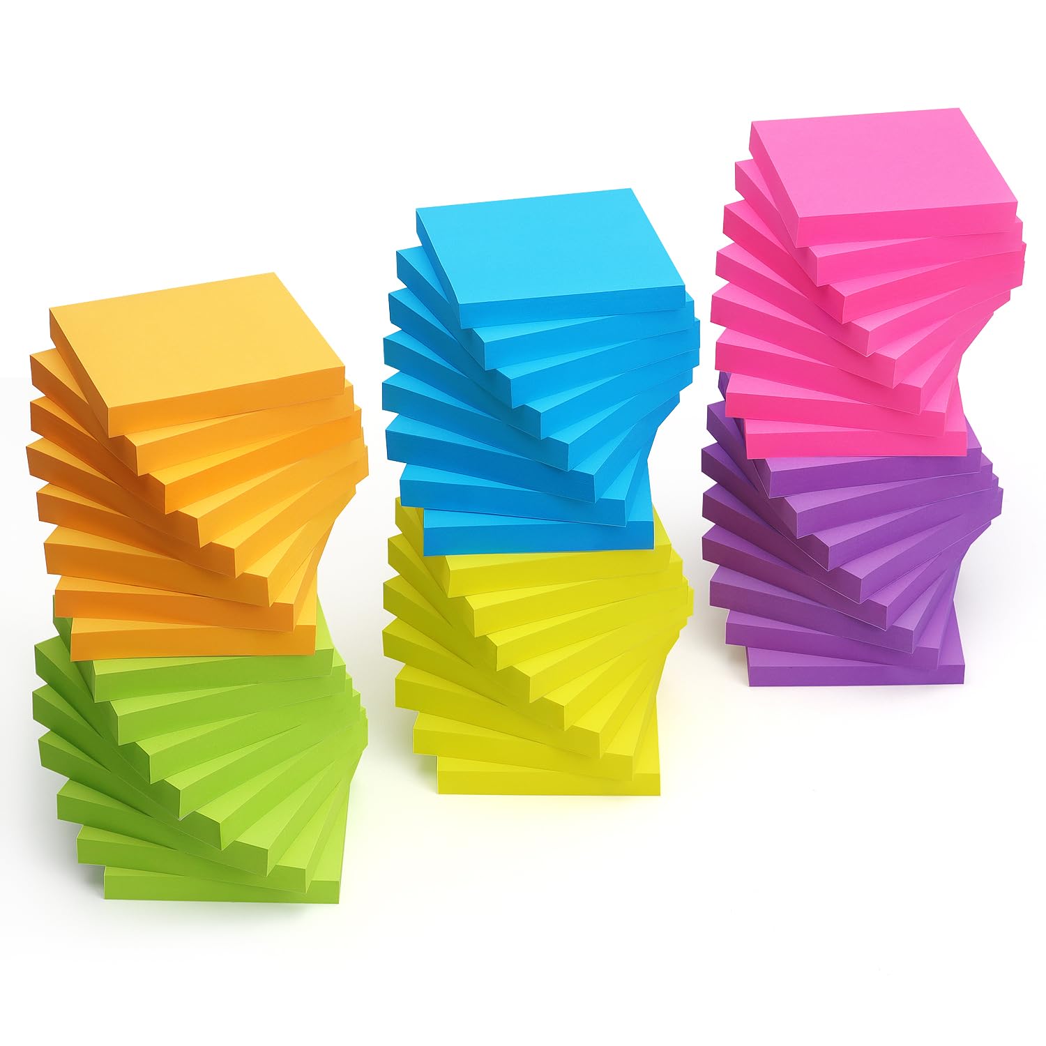 Sticky Notes 7,6 x 7,6 cm, colori vivaci, autoadesivi, 48 pastiglie/confezione da 90 fogli/Pad totale 4320 fogli