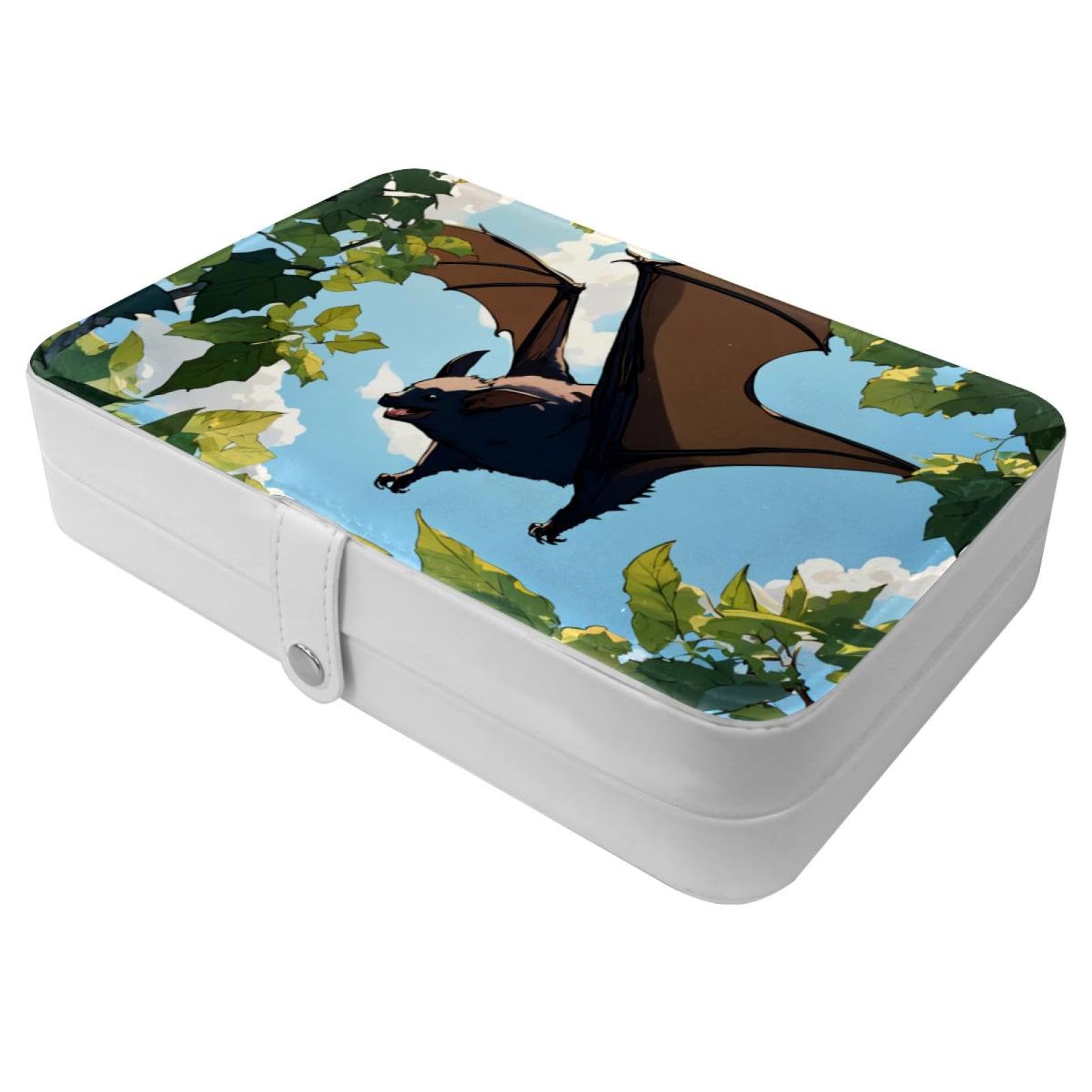 Boîte à bijoux pour femmes et filles compacte motif chauve-souris pour voyage
