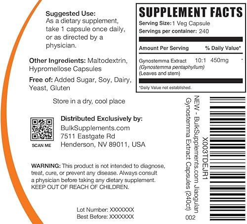 Miniatura 2 de BulkSupplements. com Jiaogulan Cápsulas de extracto de gynostemma, extracto de Pentaphyllum de Gynostemma, Jiaogulan 9000mg equivalente - 1 cápsula,