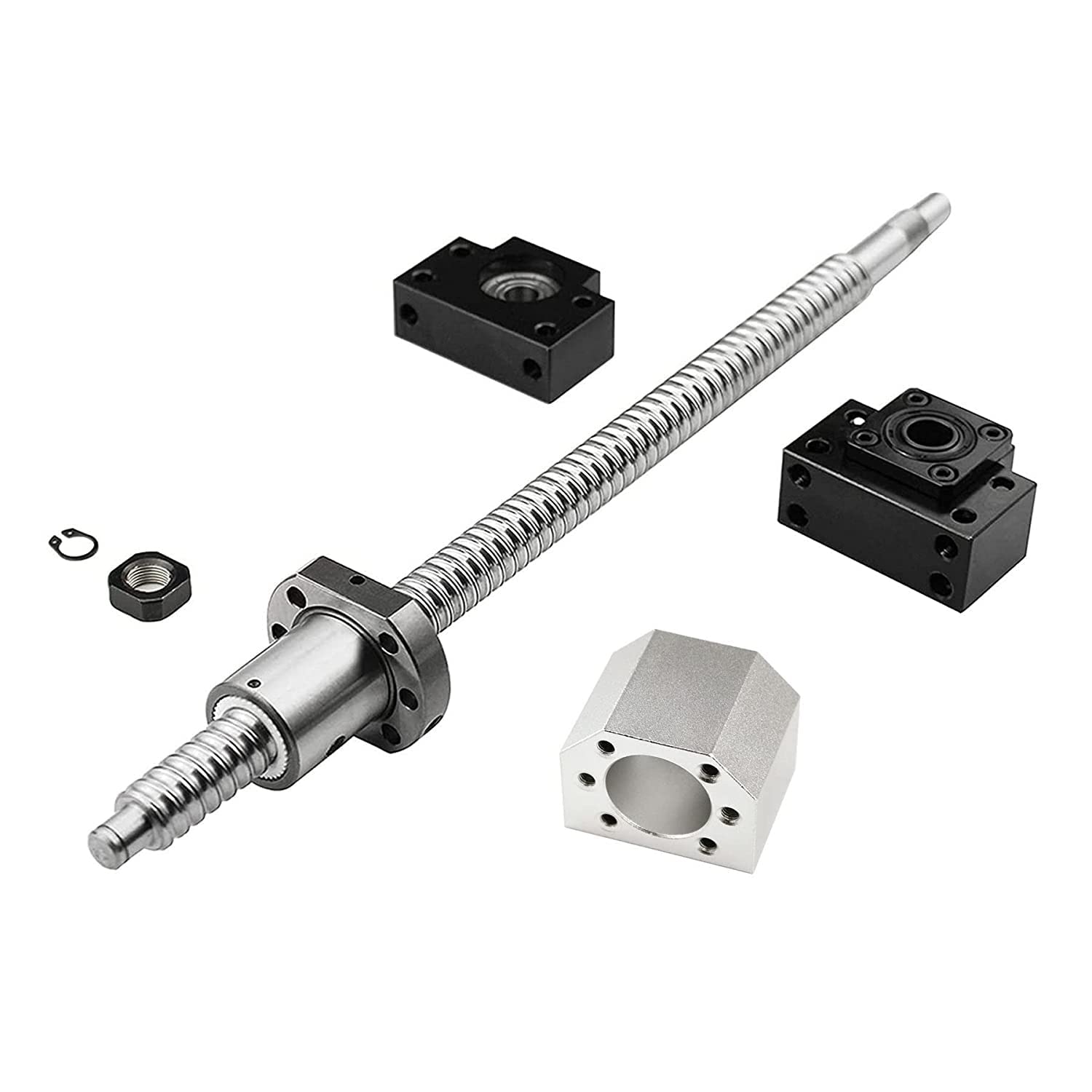 CNCMANS Ball Screw SFU2005 RM2005 Length 1000mm Diameter 20mm with Metal Ballnut, BK15/BF15 Support, DSG20H Nut Housing, High Precision CNC Parts for XZY Axis