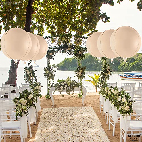 Image of KatchOn, Big 22 Inch Beige Balloons Set - Pack of 6, Cream Balloons | Boho Balloon, Lace Balloon for Neutral Party Decorations, Beige Party Decoration | Graduation Decorations