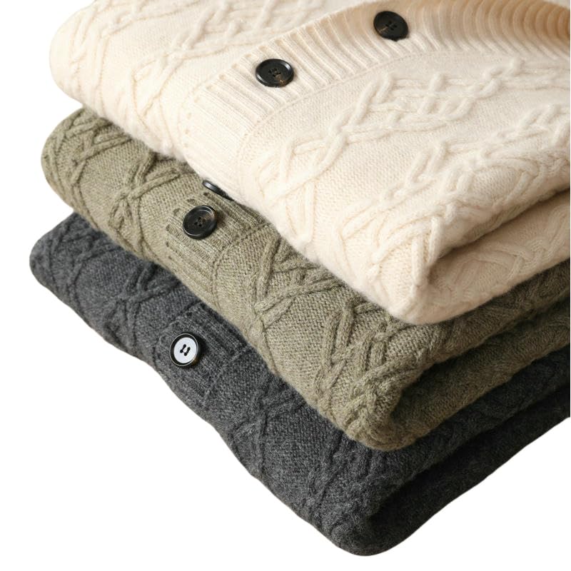 Men's Autumn Winter Thickened Warm Base Cashmere Knit Sweater Cardigan4