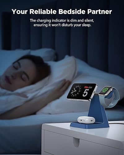 Miniatura 7 de Cargador inalámbrico magnético para iPhone - Estación de carga 3 en 1 para múltiples dispositivos Soporte de cargador para Apple Watch iPhone 16 15