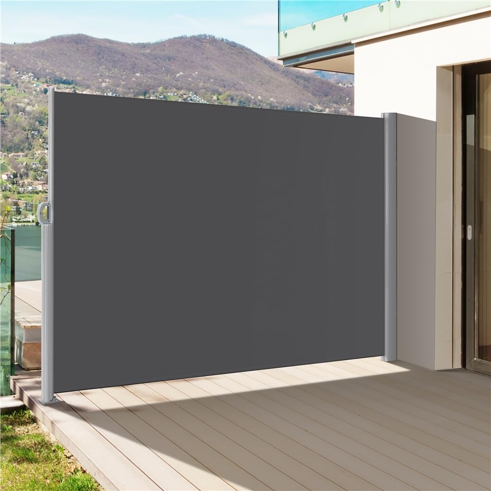 arvioo Toldo lateral extensible, crea un área privada en terraza y balcón, toldo lateral de hasta 3 m, con protección infantil, protección contra el viento y la privacidad, estor lateral como