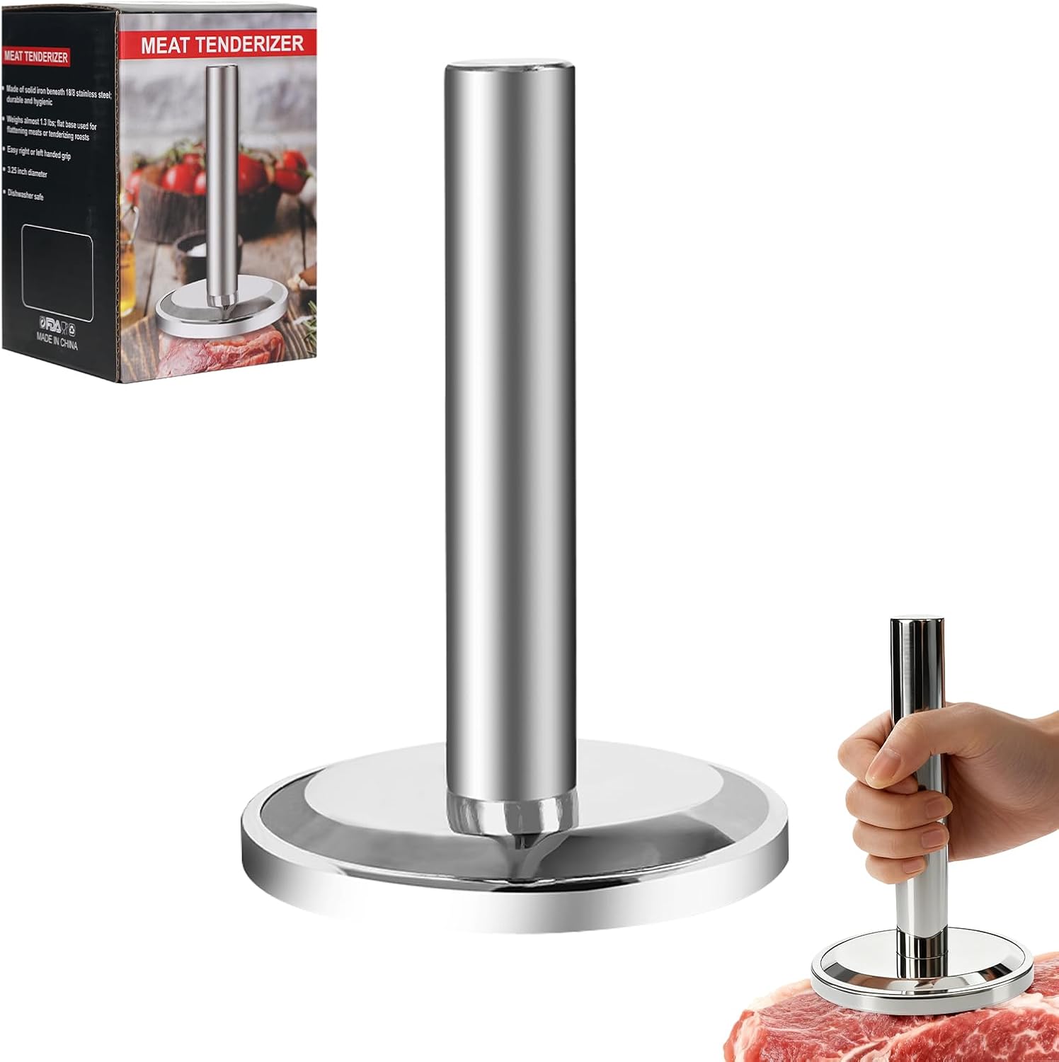 Martillo Ablandador de Carne Acero Inoxidable