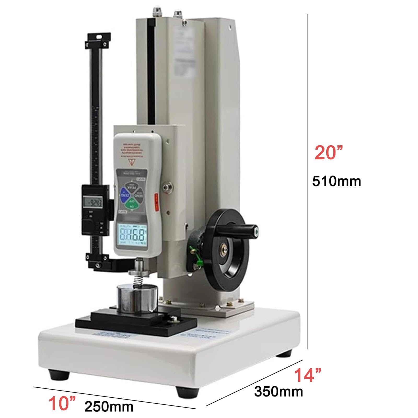 Dynamomètre Numérique avec Support, Banc D'essai Manuel À Commande par Volant, Course 200 Mm, Sortie USB, Unités N, Kgf, LB, pour Tests De Compression Et De Tension