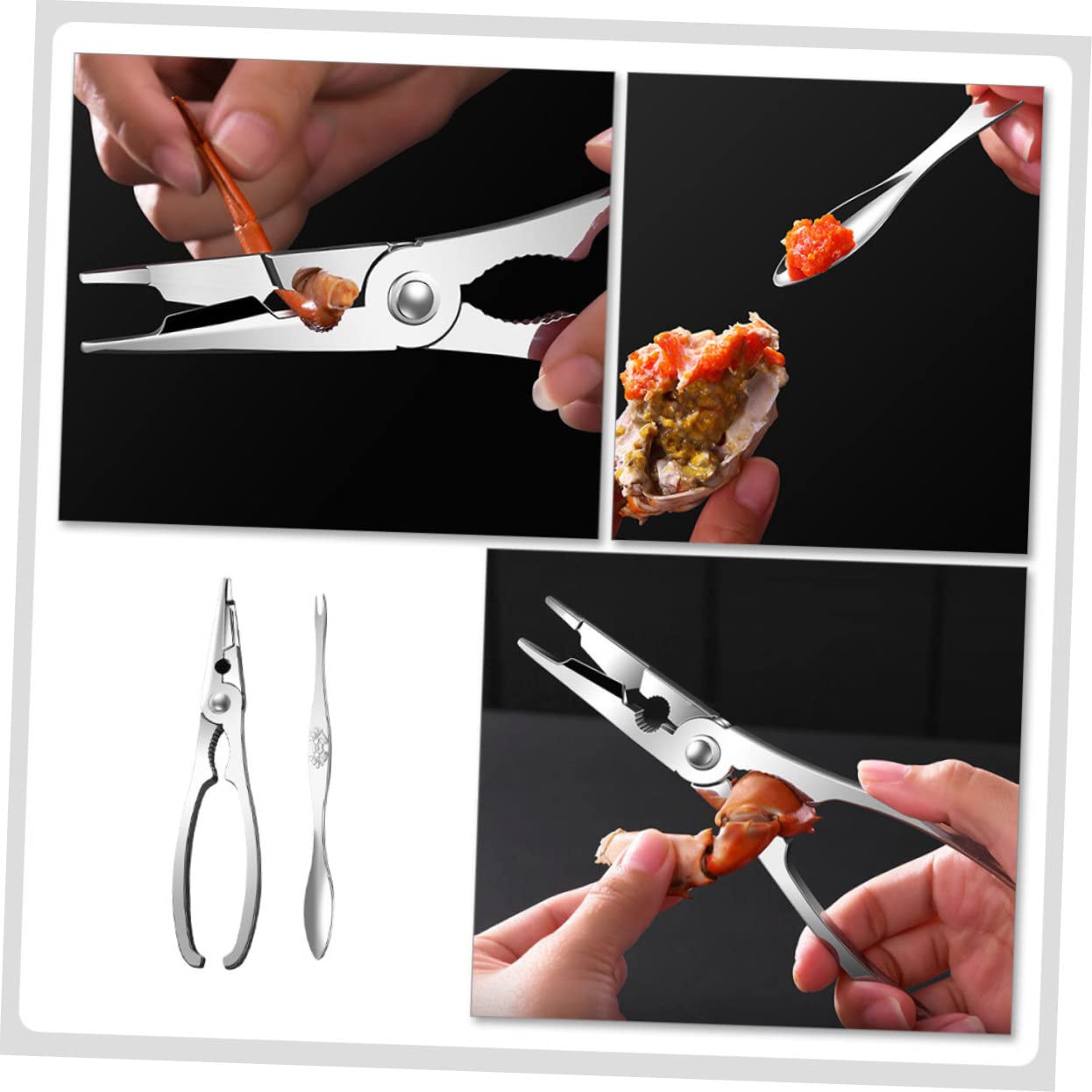 HEMOTON 3 Juegos Pinzas De Cangrejo y Agujas De Cangrejo Herramientas Para Abrir Cangrejos Pelador De Gambas Tijeras Para Mariscos Castaña Pelador De Camarones Acero Inoxidable Tuerca