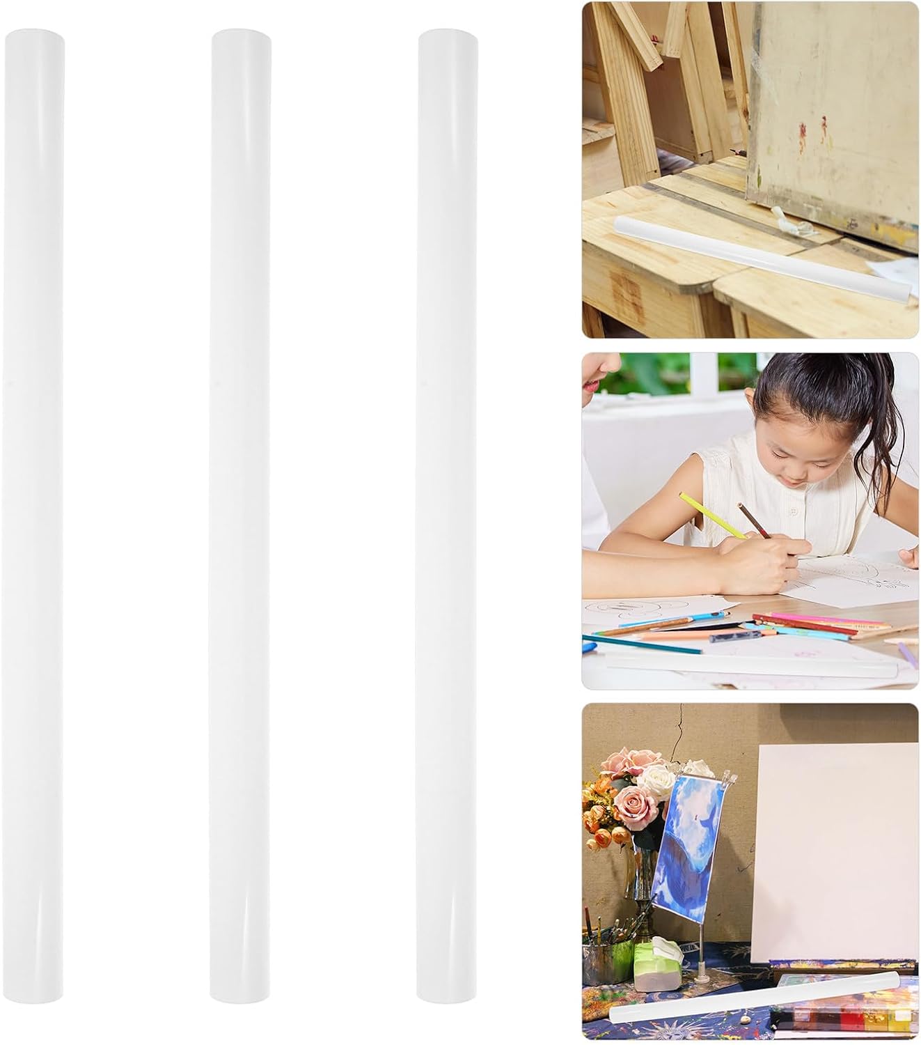 ORFOFE 3pcs PVC Mailing Tube with Caps for Posters and Documents, White