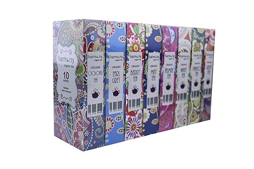 Harmony Tea Collection - 80 bolsas de té 8 sabores Té verde lima, té verde de uva, té verde de limón, té blanco de albaricoque, té blanco de