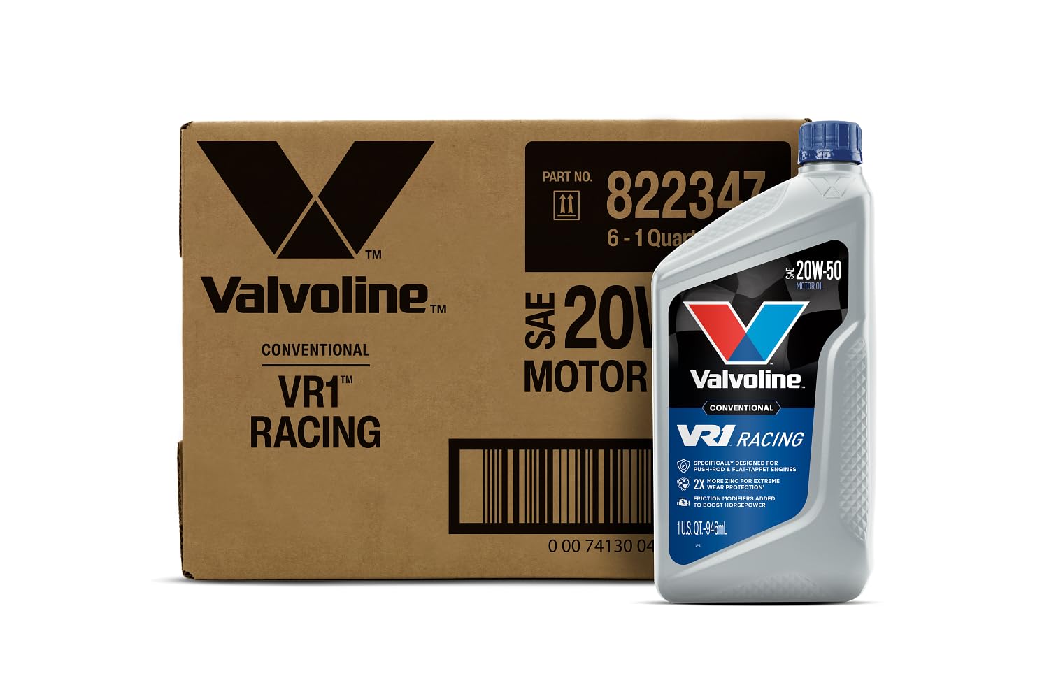 Valvoline VR1 Racing SAE 20W-50 Motor Oil 1 QT, Case of 6