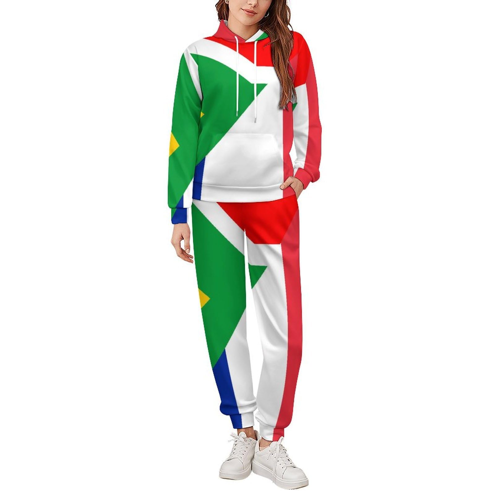 Conjunto de chándal de manga larga con capucha y pantalones deportivos de la bandera de Francia y Sudáfrica para hombre, conjunto de chándal de moda