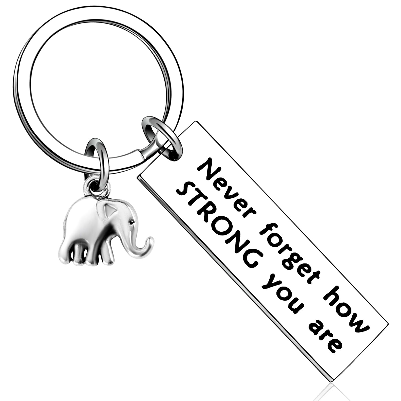 PLwelth Elephant Keychain for Women Men Inspirational Keychains Never Forget How Strong You Are Key Chain Get Well Soon Gifts Cute Uplifting Gifts for Her Him Best Friends Coworker Charms Accessories