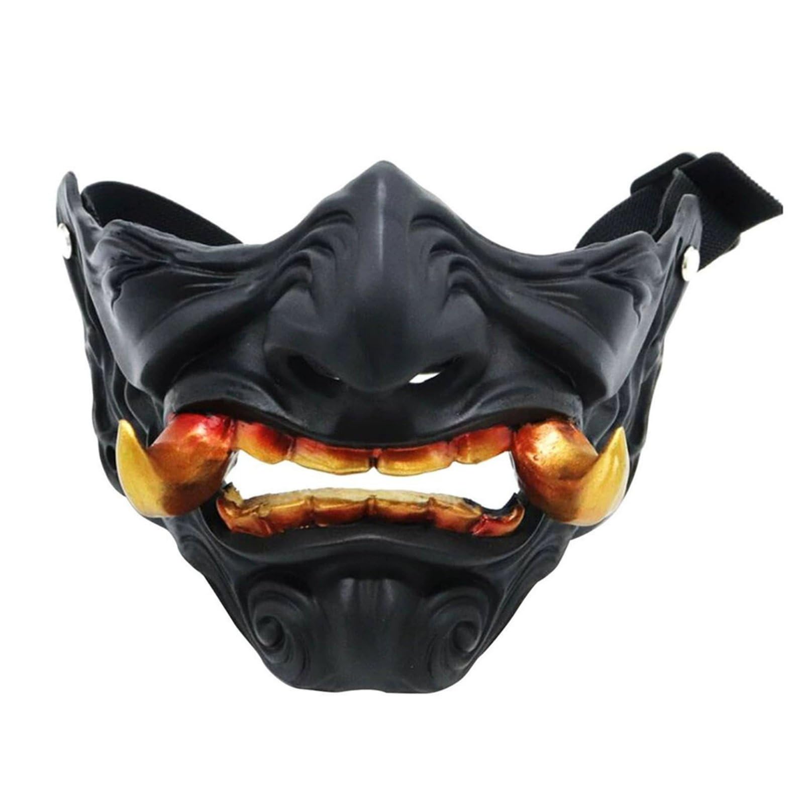 Adjustable Strap Hannya Cosplay Mask Comfortable Padding Japanese Demon Mask for Cosplayers, Masquerade Parties, Gold|Collectibles|Holiday & Seasonal-image-45