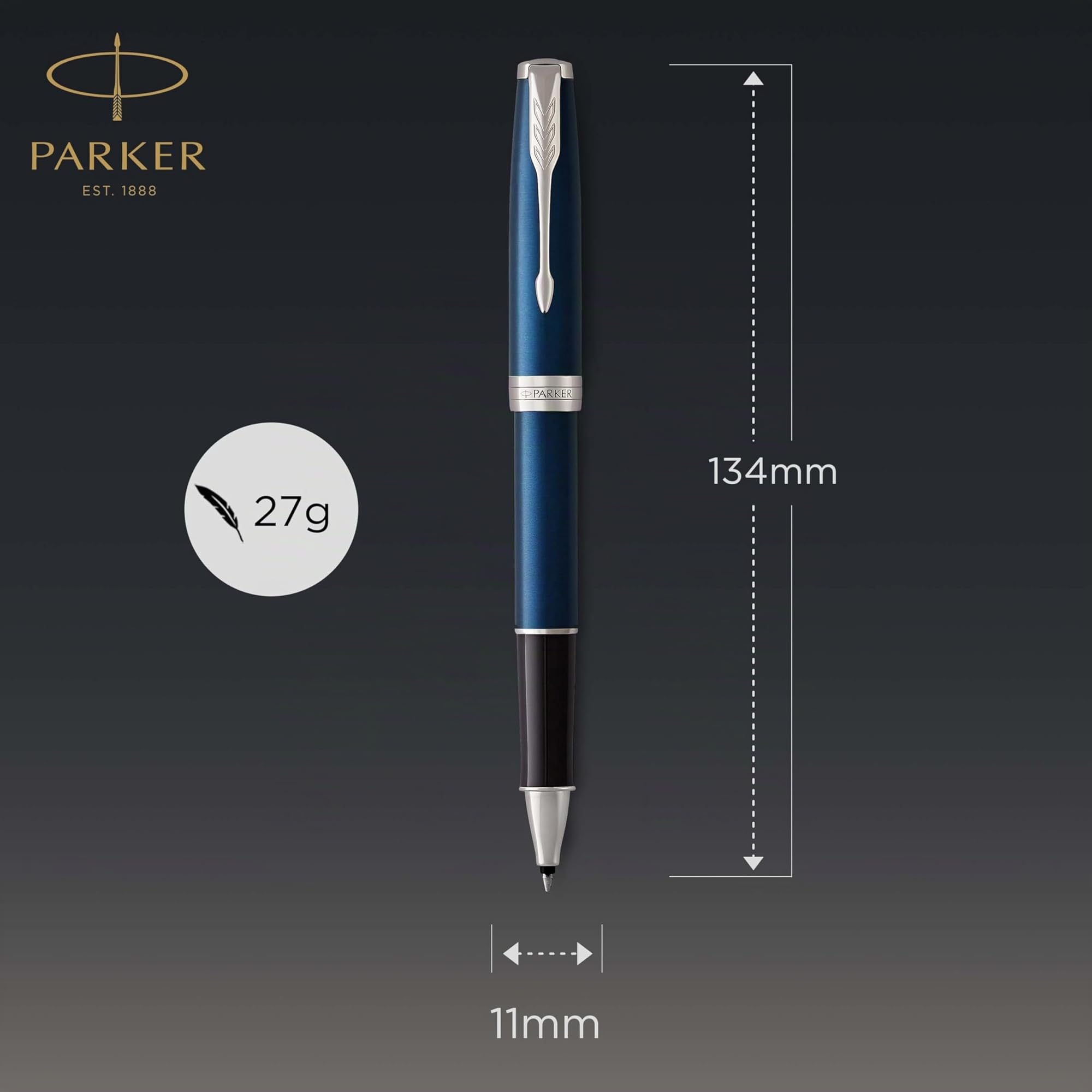 Parker Sonnet penna roller | laccatura di colore blu con finiture in palladio | pennino sottile | Confezione regalo