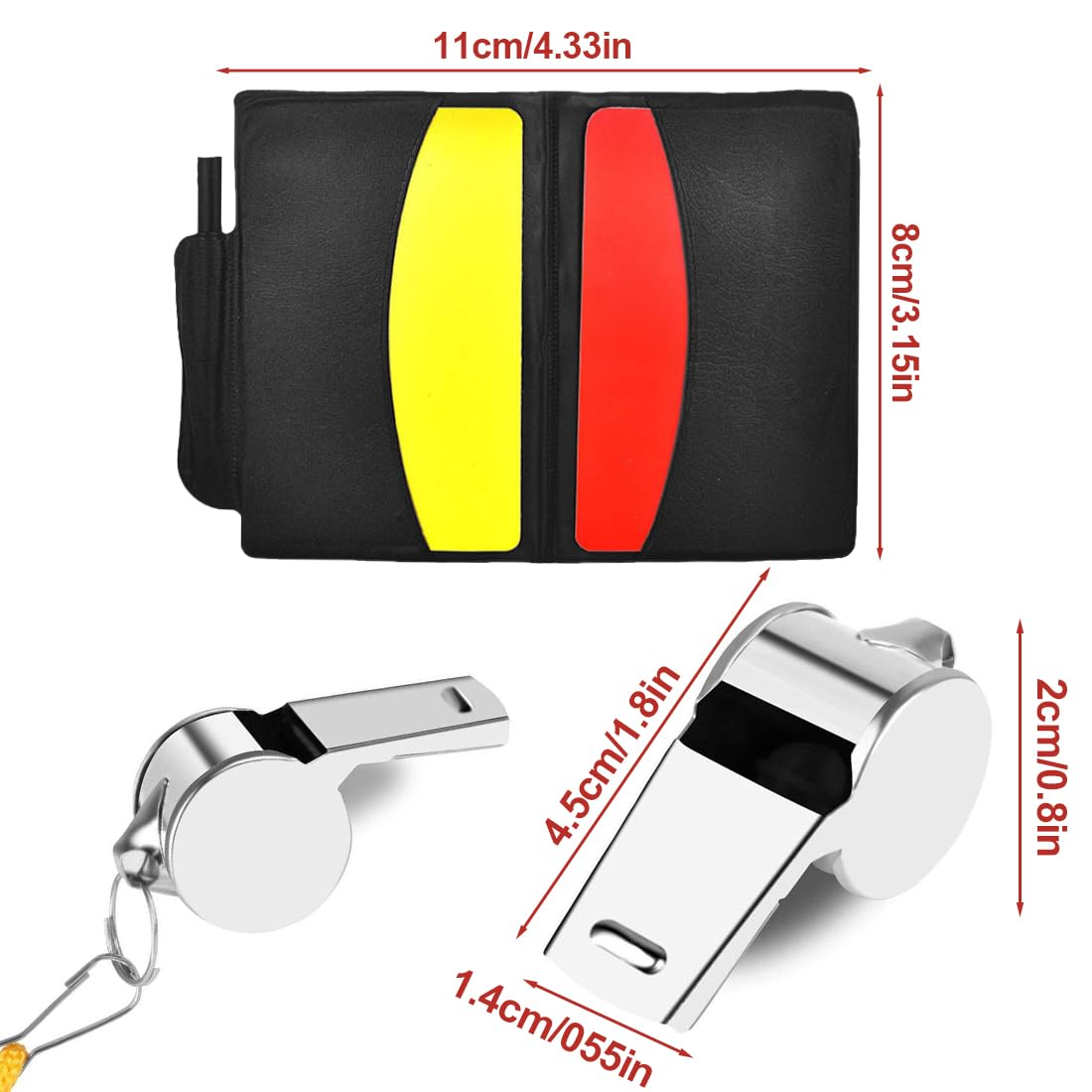 Juego de Tarjetas de Árbitro de Fútbol, Tarjeta Roja PCV, Tarjeta Amarilla con Accesorios para Bolígrafo y Estuche, Libros de Puntuación, Juegos de Fútbol (Tarjeta Roja, Tarjeta Amarilla)
