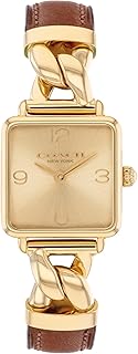 Reloj de cuarzo Cass 2H para mujer – Funda cuadrada de acero inoxidable – Correa de piel de becerro – Accesorio elegante, regalo para ella 22 m
