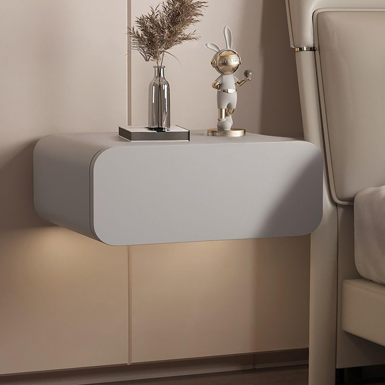 Table d'appoint en bois avec cuir microfibre suspendue idéale comme petite table de nuit chic
