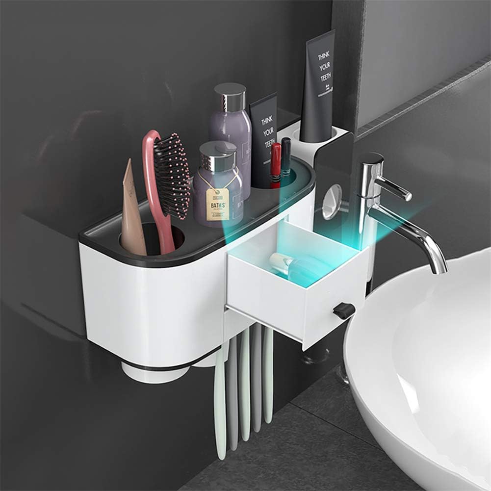 Wall Mount Magnetic Toothbrush Holder Multi-Functional Strong Load-Bearing Adsorption Waterproof and Moisture-Proof Drain Easy to Install
