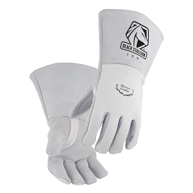 Black Stallion 750 Premium Grain Elkskin Stick Glove with Nomex Lined Back Thumb Strap Extra Thick Kevlar Stitching