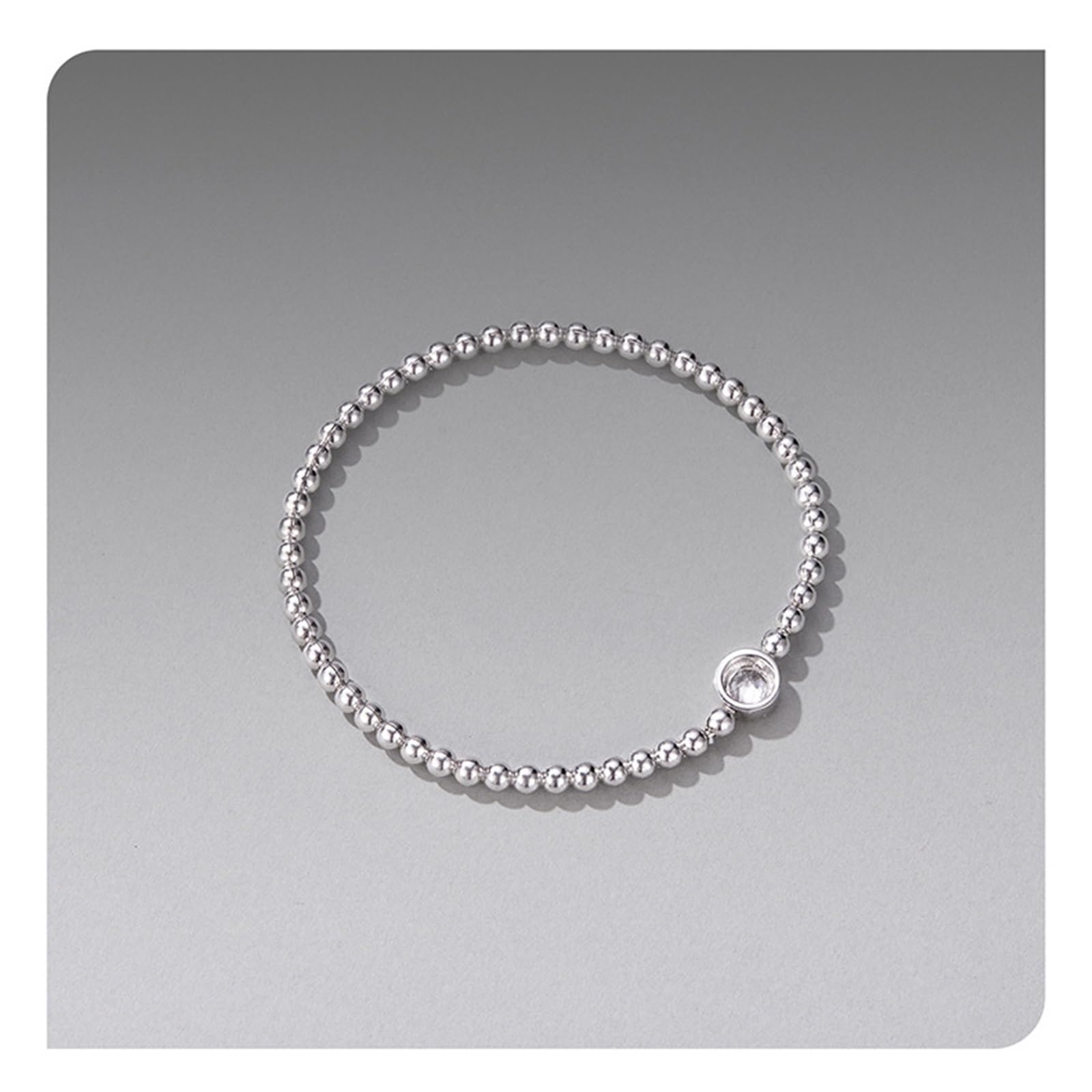 Bracciale Elasticizzato da Donna con Perline in Argento Sterling S925, Accento Zircone 3A, Design Minimalista e Versatile, Simbolo di Amore Eterno e Protezione