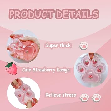 Large Cat Paw Pink Squeeze Toys 5 inch Cute Strawberry Squishies Paw Super Soft Squishies Fidget Toys Stress Relief Fidget Toys for Party Favors Relieve Anxiety Toys for Kids Adults