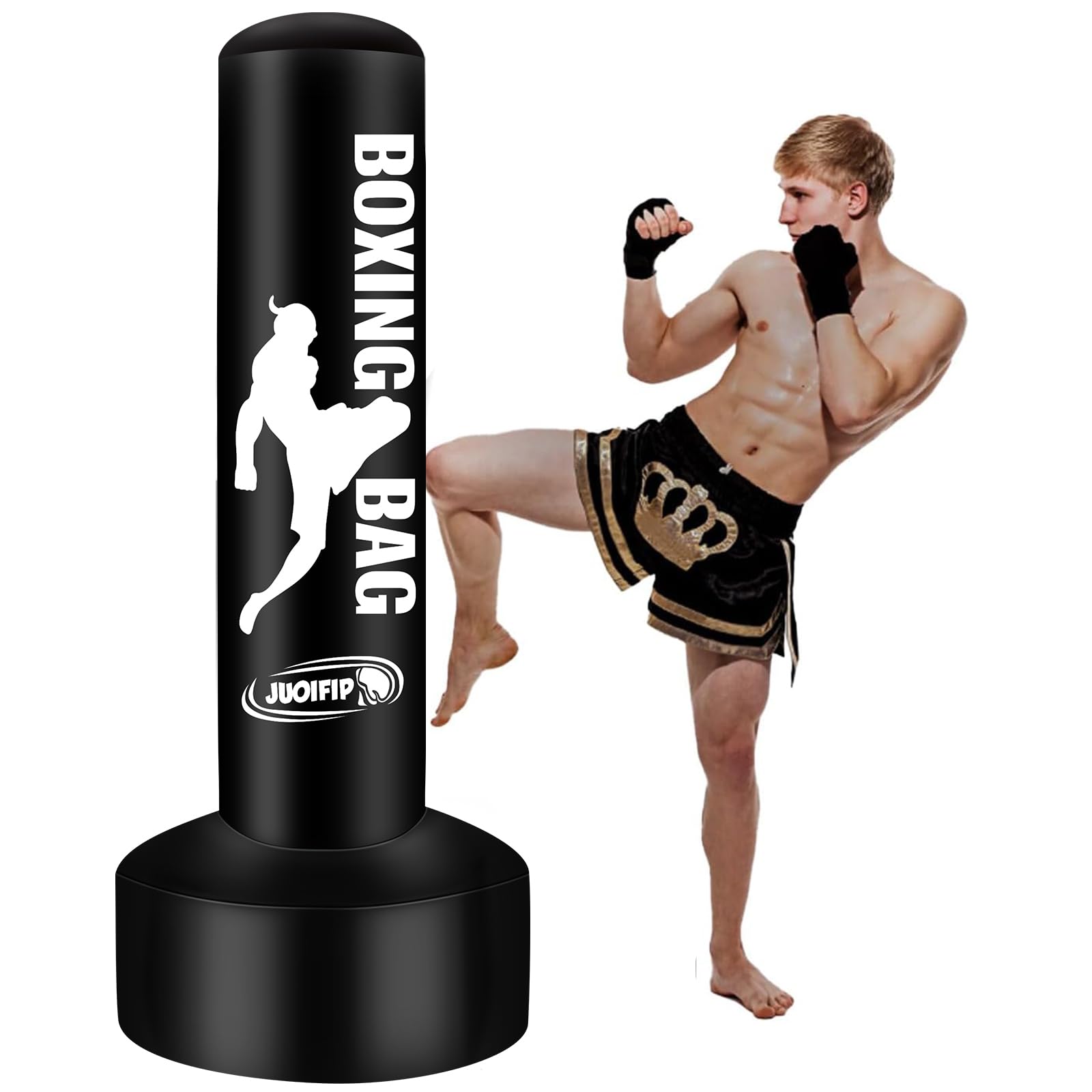 Saco de boxeo de pie de 69 pulgadas para adultos, bolsa pesada, equipo de boxeo, bolsa de patada, bolsa inflable con soporte para