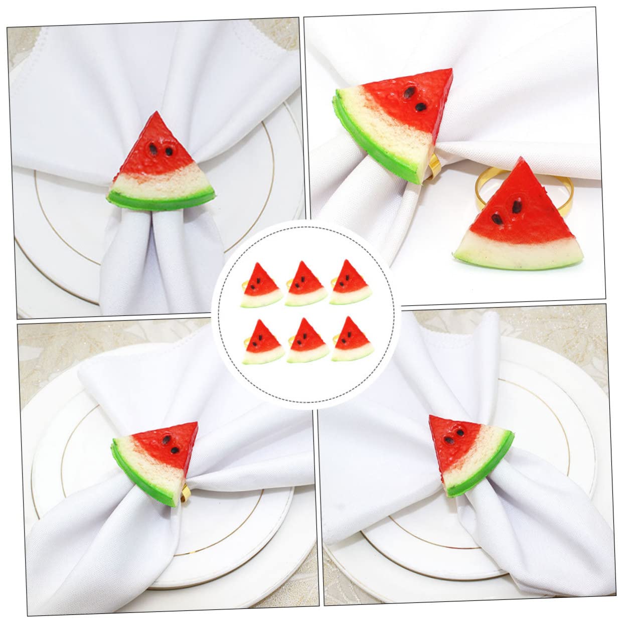 Mikinona 12piezas Servilleteros De Forma De Sandía para Decoración De Mesas Bodas Restaurantes y Hogar Elegante Accesorio De Comedor