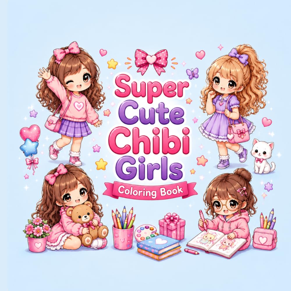 Super Cute Chibi Girls: Relax, Color & Have Fun with Cute Chibi Girls – A Kawaii Coloring Book for Kids Ages 4–12