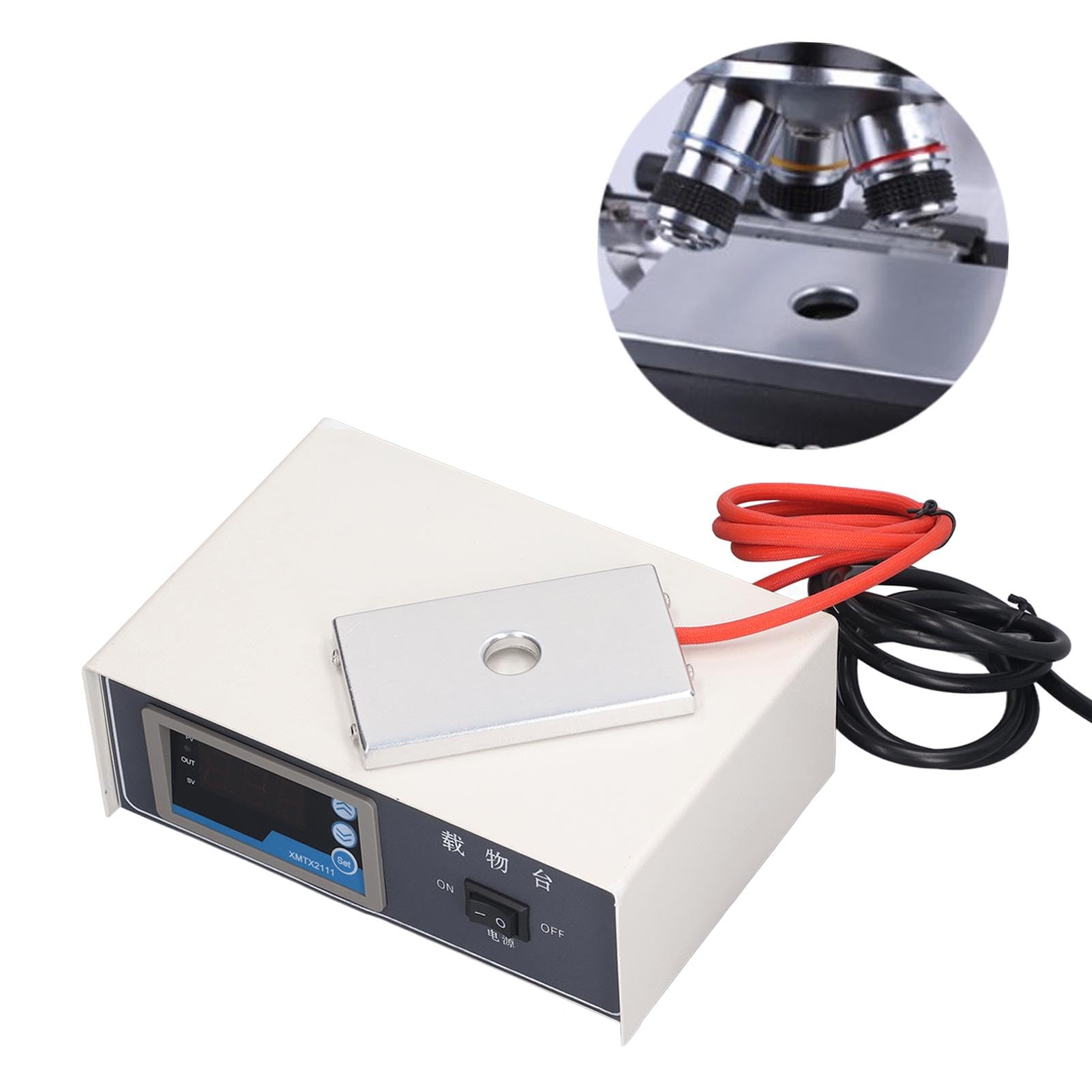 Luocute Tavolino di Controllo della Temperatura del Microscopio, Riscaldatore per Vetrini con Display Digitale da 75 W con Riscaldamento Uniforme e Controllo Accurato, per Feconda (Spina europea 220