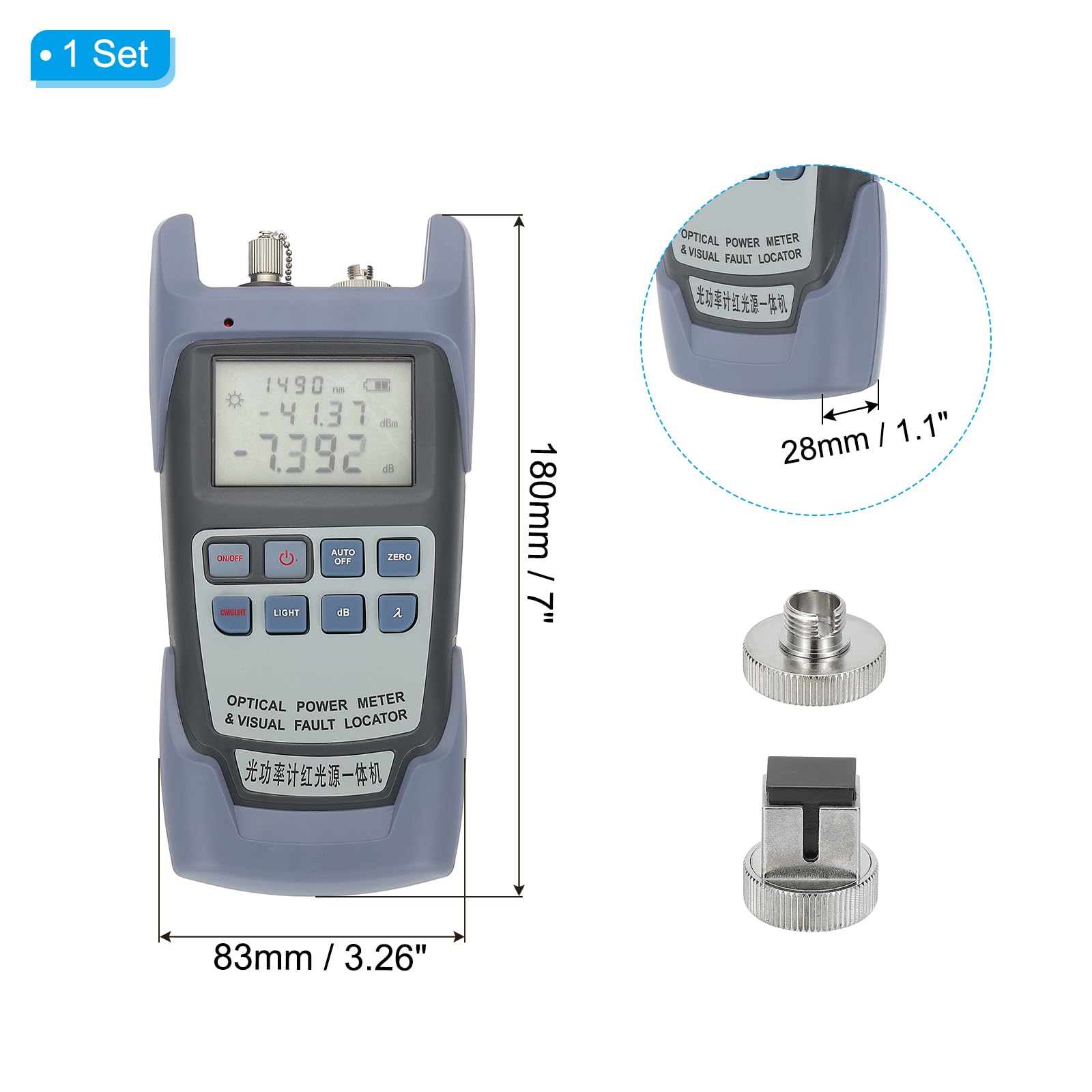 PATIKIL Portable Fiber Optic Cable Tester, 20MW Visual Fault Locator Optical Power Meter with SC FC Connector Test Equipment for Network Testing