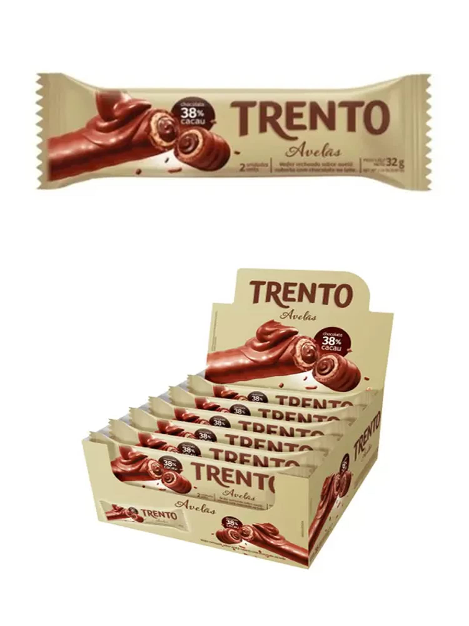 Chocolate Com Wafer Trento Recheio Avelã C/16 - Peccin