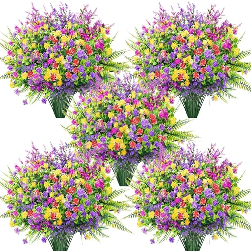 Der Rose 24 Bundles UV Resistant Fake Flowers Artificial Flowers for Outdoors for Garden Patio Porch Window Box Decor image 4