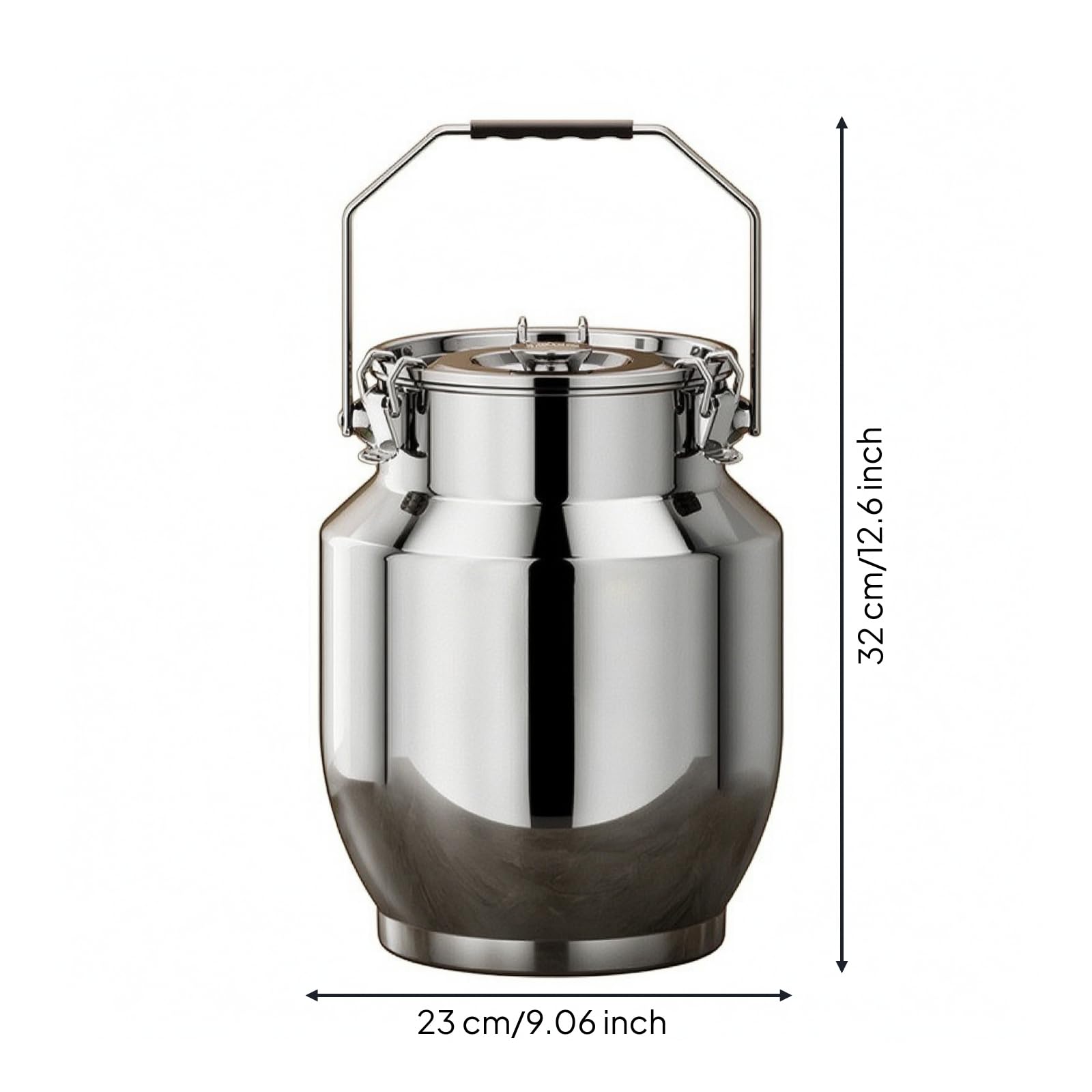 Barattolo Ermetico in Acciaio Inox 201 Lucidato Contenitore con Coperchio a Chiusura a Morsetto Antiruggine Barattolo Tè con Maniglia, 10L