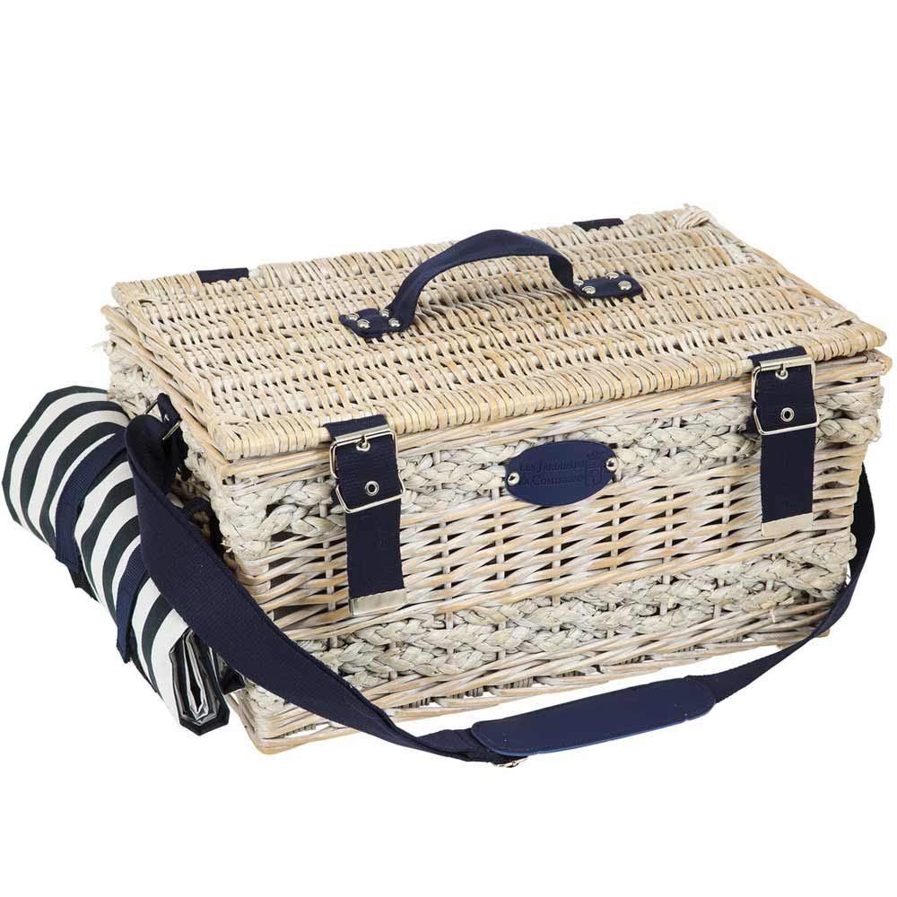 Les Jardins de la Comtesse - Cestino da picnic "Marine" per 6 persone, completo con scompartimento isotermico - Dimensioni:50x35x26cm