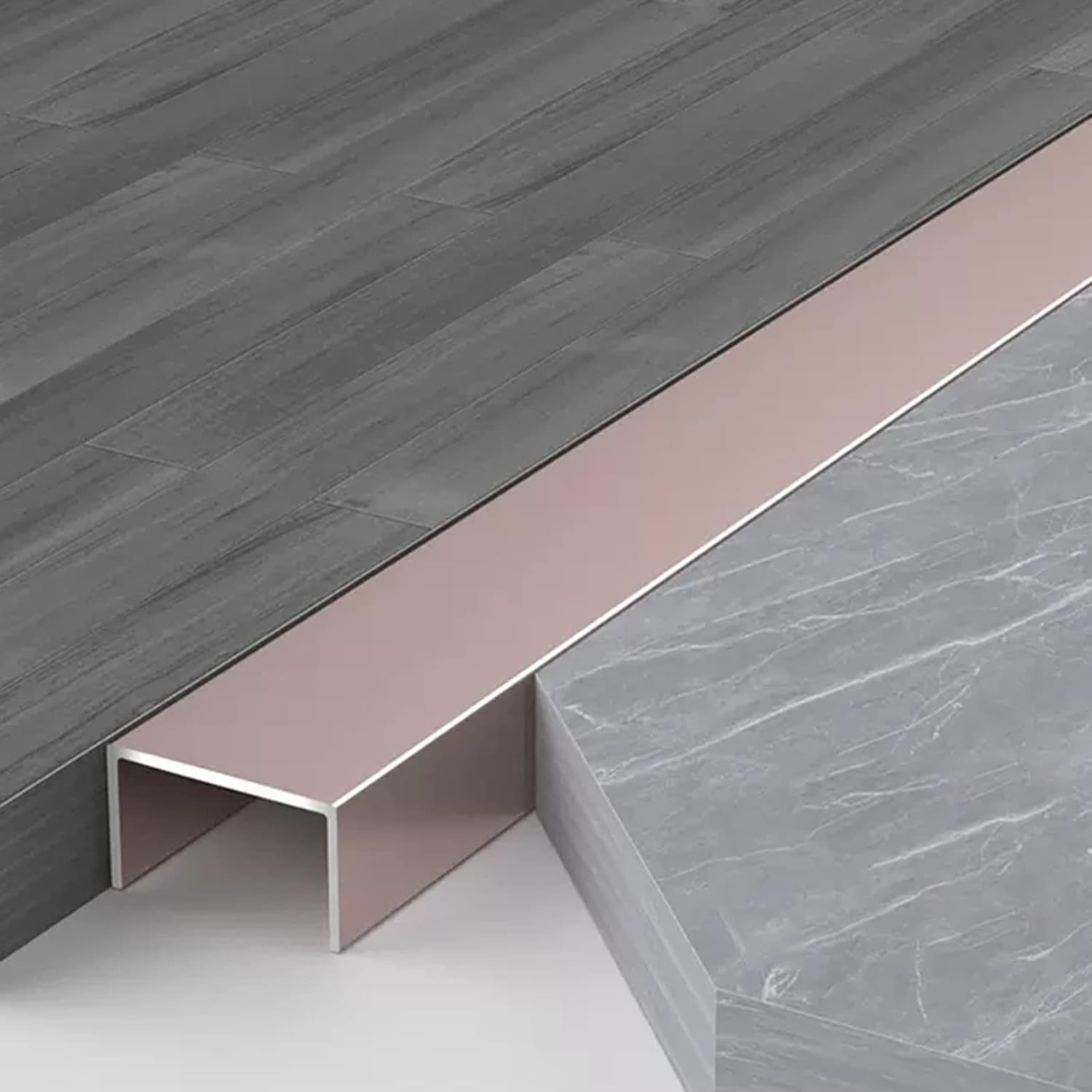 Floor Transition Strip for Gap, Ceiling Wall Molding Strip,40 Inch Long Metal Floor Transition Strip for Door/Threshold/Wood/Tile,Black Brown Gray Rose Gold White ( Color : Style-2 , Size : W 10mm(2/5