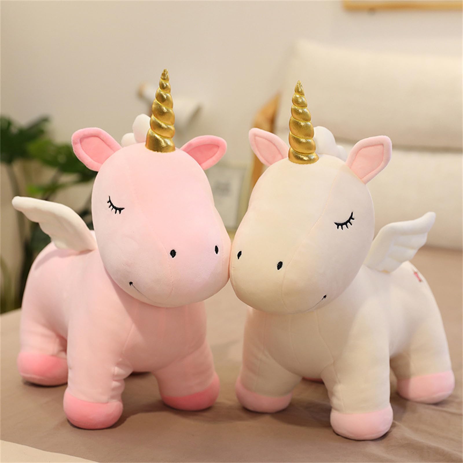 Einhorn Kuscheltier, Einhorn Kuscheltie Mit FlüGel, PlüSch Einhornsuper Sanft Samten TeddyKuscheltier, Cartoon EinhornplüSch, Geschenk FüR Kinder MäDchen-Bunt Rosa (58cm,LAN)