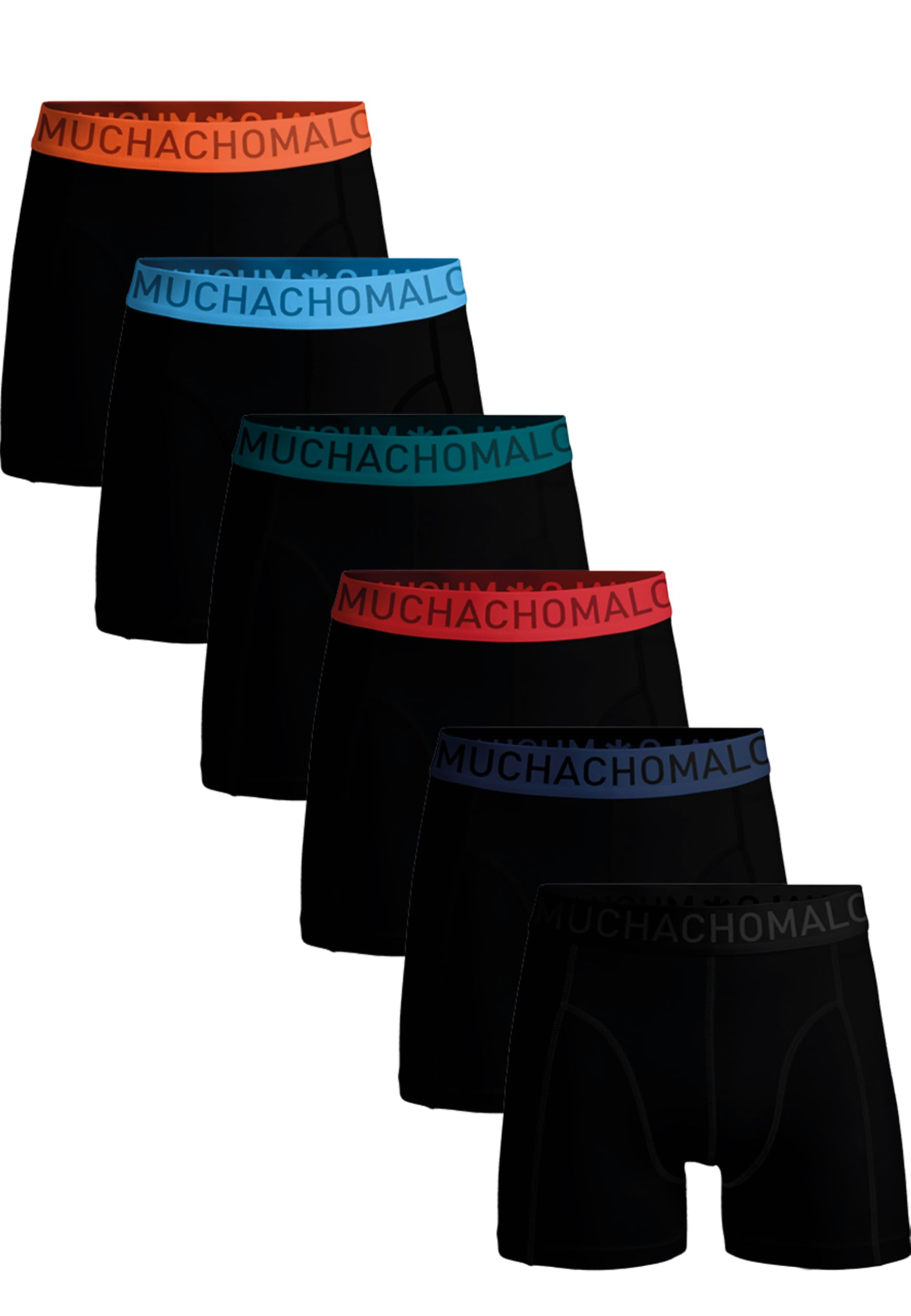 Muchachomalo Uomo Boxer 6-Pack, Tinta Unita, Microfibra, Fascia Elastica