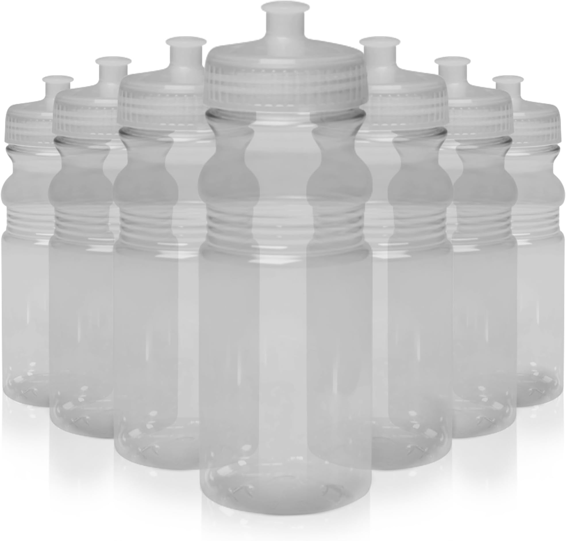 CSBD 20 oz. Bulk Water Bottles, 10 Pack, Made in USA, Blank Plastic Reusable Water Bottles for Gym, Cycling, BPA Free, Plastic Water Bottles Pull Top Cap for Sports, Clear