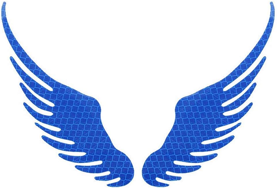 DC CLOUD Reflective Stickers Angel Wings Reflective Warning Sign Car Stickers Motorcycle Prevent-bump Caution Night Luminous Helmets High Visibility Car blue