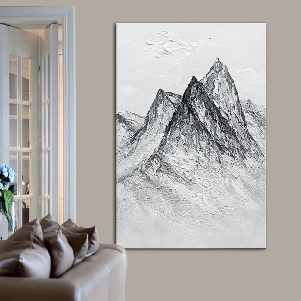 Toile paysage montagnes argent déco bureau et studio design moderne chic