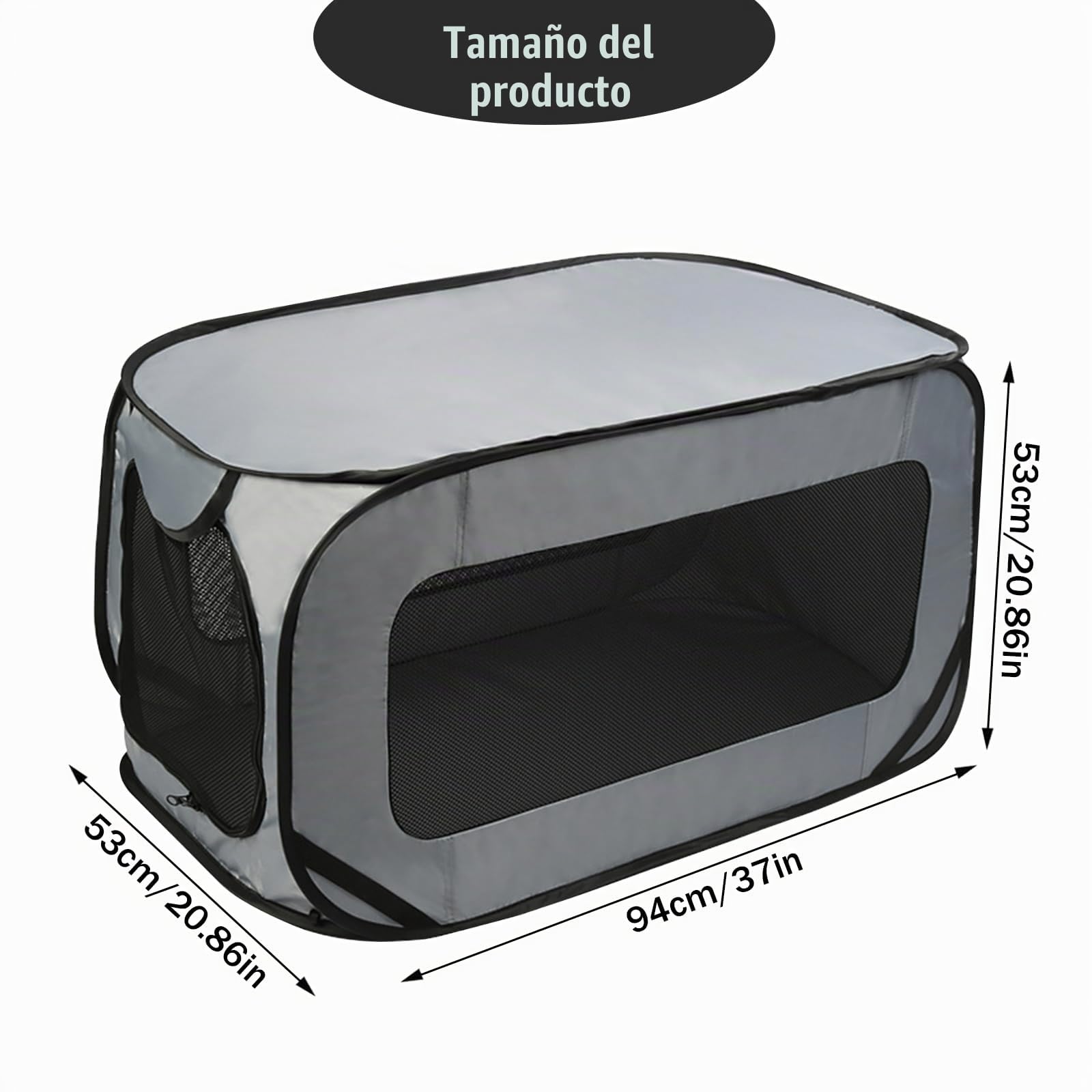 Parque Plegable y Portátil para Mascotas - Impermeable de Tela Oxford para Perros, Gatos, Conejos, Animales Pequeños - Interior y Exterior, 94 * 53 * 53 cm, Gris